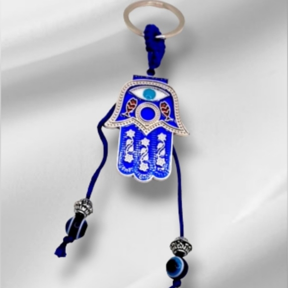 Bundle of 2 Good Luck Amulet Keychains, Elephant and Hand of Fatima Keychains - Picture 3 of 6